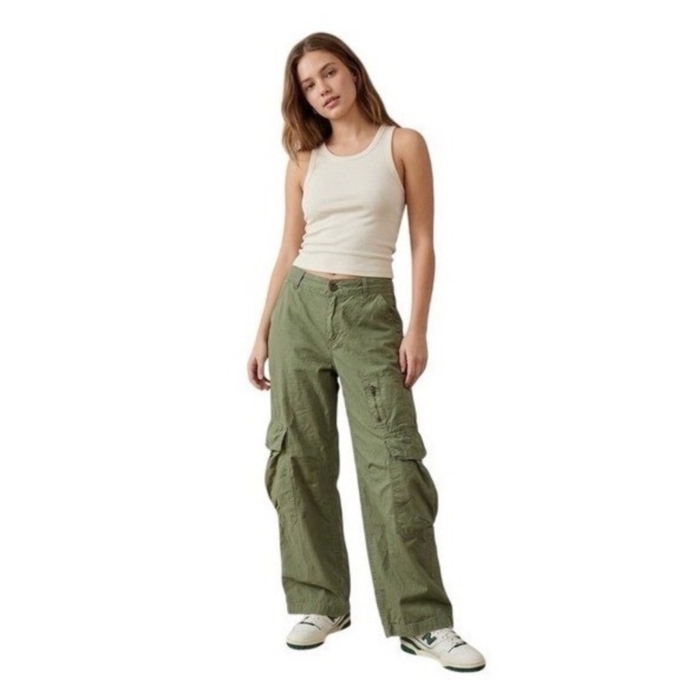 BDG Urban Outfitters Olive Green Wide-Leg Cargo Pants Size 6 Y2K Grunge Casual